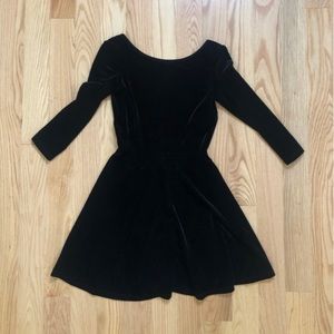 American Apparel Black Velvet Skater Dress - SZ L